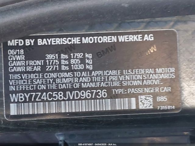 WBY7Z4C58JVD96736 BMW I3 94ah W/range Extender