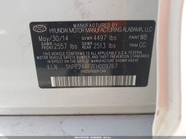 5NPE24AF7FH009767 Hyundai dohc gdi theta-ii