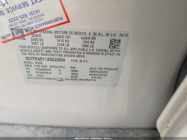 2010 CADILLAC SRX 3GYFNAEY1AS622854 Photo 8