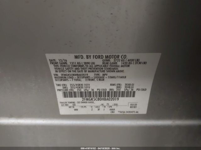 2FMGK5C80HBA02019 Ford FLEX SEL