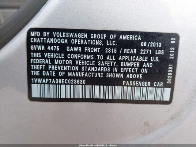 1VWAP7A38EC023630 Volkswagen Passat 2.5l S
