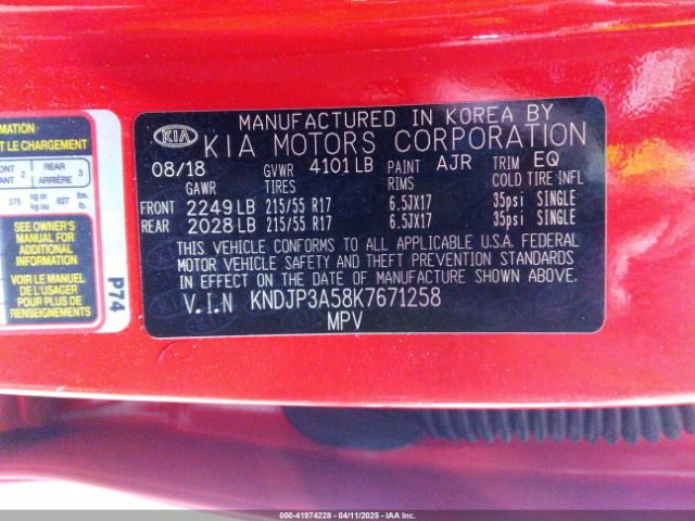 KNDJP3A58K7671258 KIA SOUL +