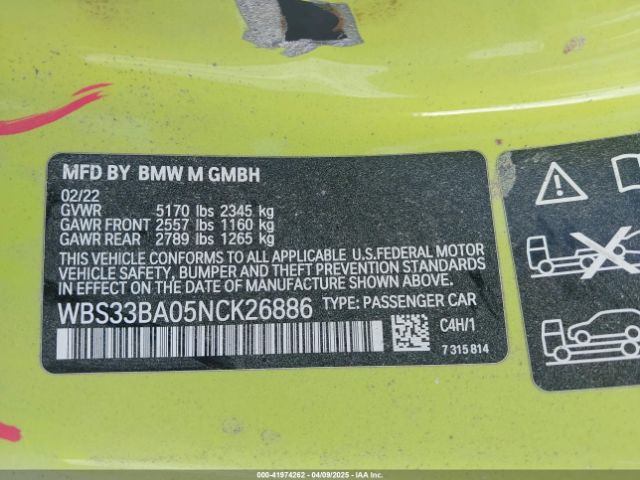 WBS33BA05NCK26886 BMW M4 Competition Xdrive