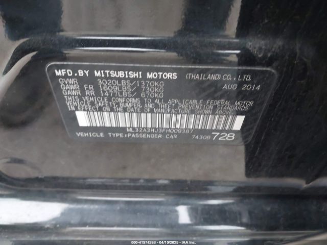 ML32A3HJ3FH009387 Mitsubishi MIRAGE DE