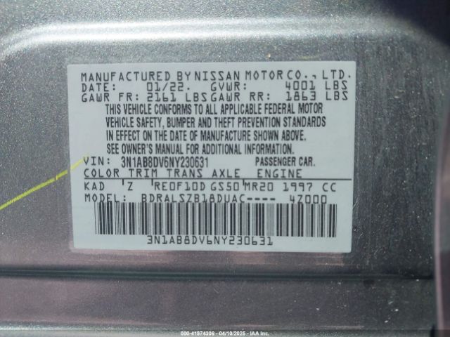 3N1AB8DV6NY230631 Nissan Sentra Sr Xtronic Cvt
