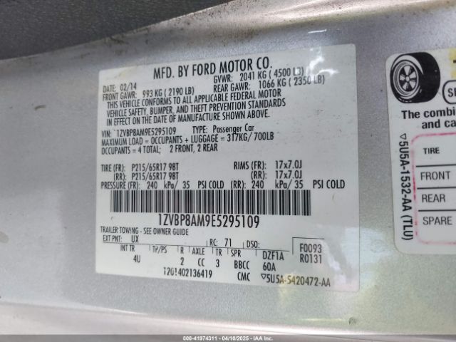 1ZVBP8AM9E5295109 Ford Mustang V6 Premium