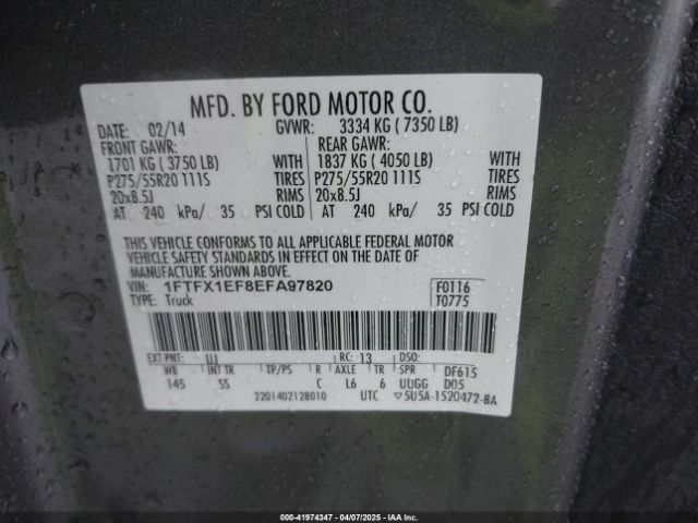 1FTFX1EF8EFA97820 Ford F-150 Stx