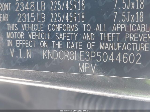KNDCR3LE3P5044602 KIA Niro Ex Touring
