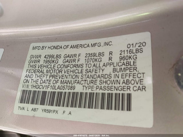 1HGCV1F10LA057089 Honda ACCORD LX