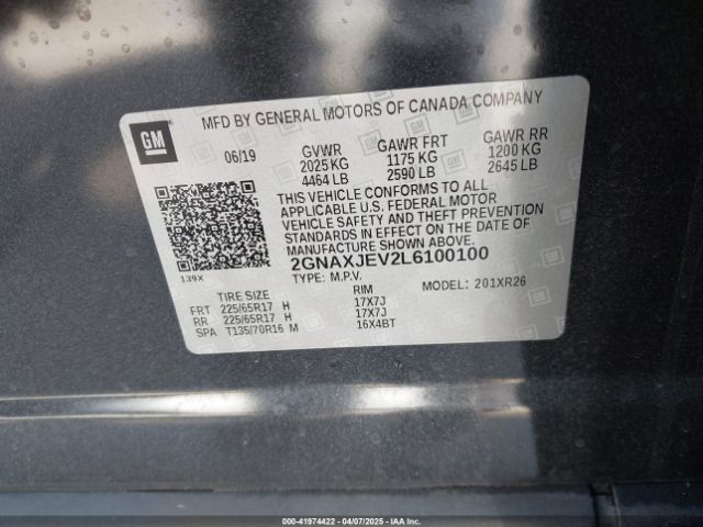 2GNAXJEV2L6100100 Chevrolet Equinox Fwd 2fl