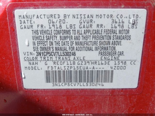 3N1CP5CV7LL530246 Nissan Kicks Sv Xtronic Cvt