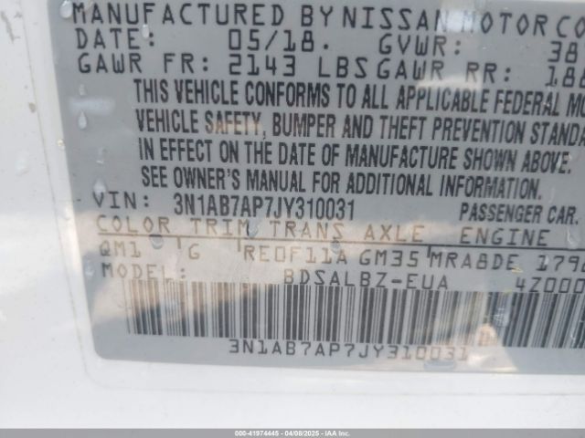 3N1AB7AP7JY310031 Nissan SENTRA S