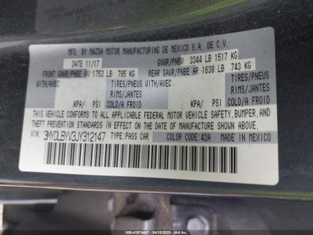 3MYDLBYV3JY312147 Toyota YARIS IA