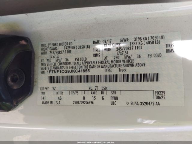 1FTNF1CG9JKC41855 Ford F-150 Xl