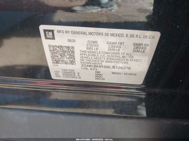 3GNKBHRS6LS726276 Chevrolet Blazer Awd 2lt