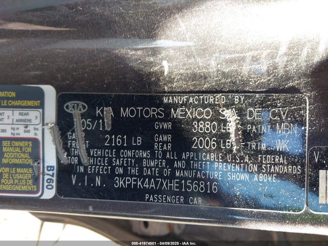 3KPFK4A7XHE156816 KIA FORTE LX