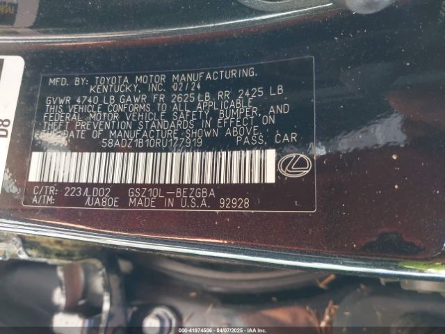 58ADZ1B10RU177919 Lexus ES 350