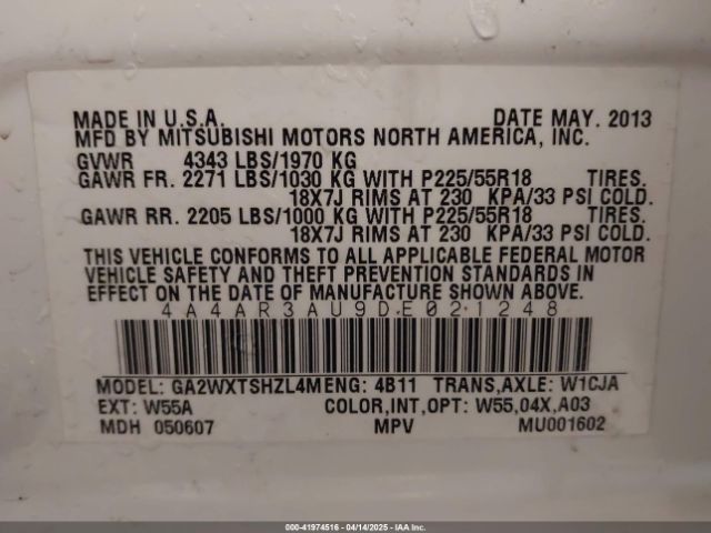 2013 MITSUBISHI OUTLANDER SPORT 4A4AR3AU9DE021248 Photo 8