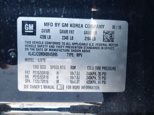 KL4CJCSM0KB945995 Buick Encore Fwd Essence