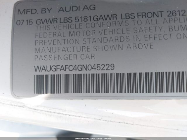 WAUGFAFC4GN045229 Audi A6 2.0t Premium Plus