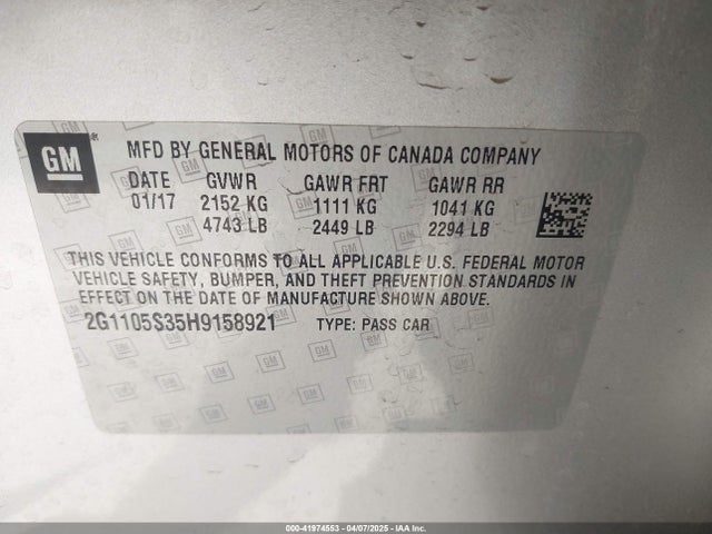 2G1105S35H9158921 Chevrolet IMPALA 1LT