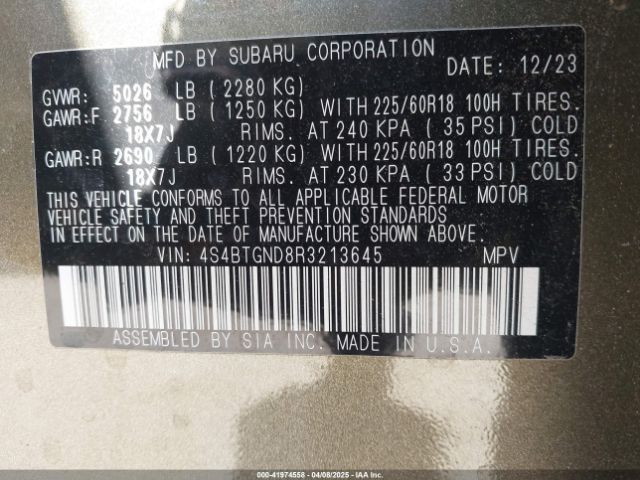4S4BTGND8R3213645 Subaru Outback Limited Xt