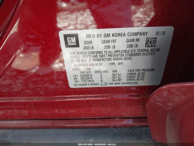 KL4MMDSL1NB119119 Buick Encore Gx Fwd Select
