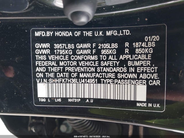 Honda Civic Lx 2020 SHHFK7H36LU414951 Image 9