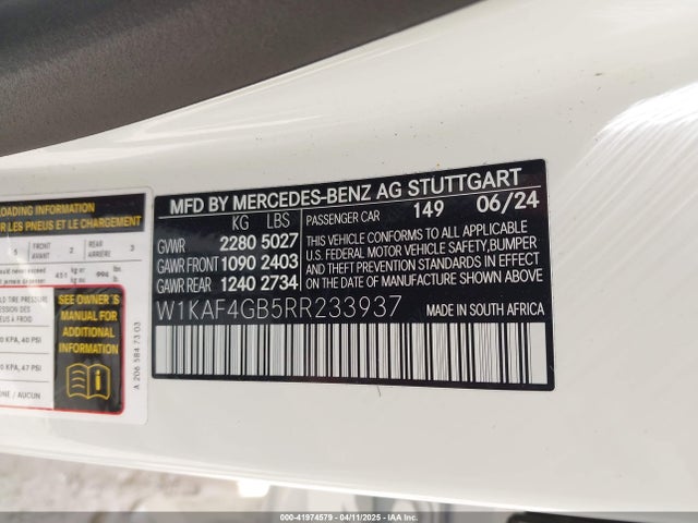 W1KAF4GB5RR233937 Mercedes-Benz C 300