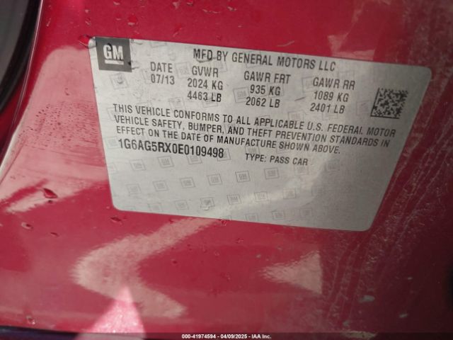1G6AG5RX0E0109498 Cadillac Ats Standard