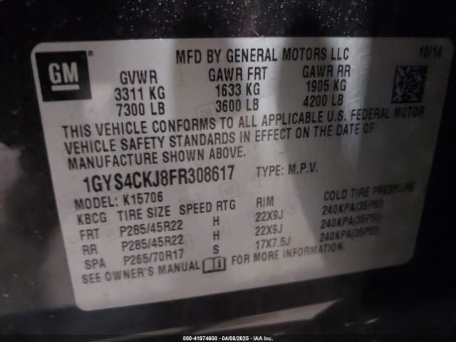 1GYS4CKJ8FR308617 Cadillac Escalade Premium