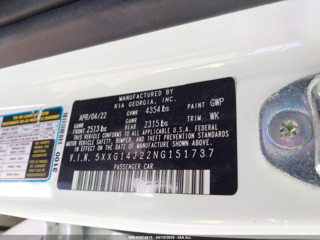 5XXG14J22NG151737 KIA K5 LXS