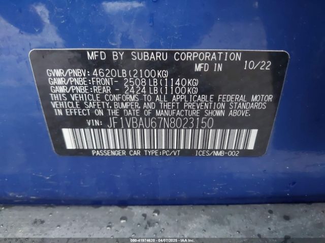 JF1VBAU67N8023150 Subaru dib