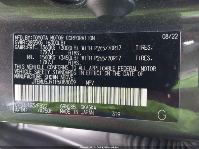 JTEMU5JR1P6088009 Toyota 4RUNNER SR5