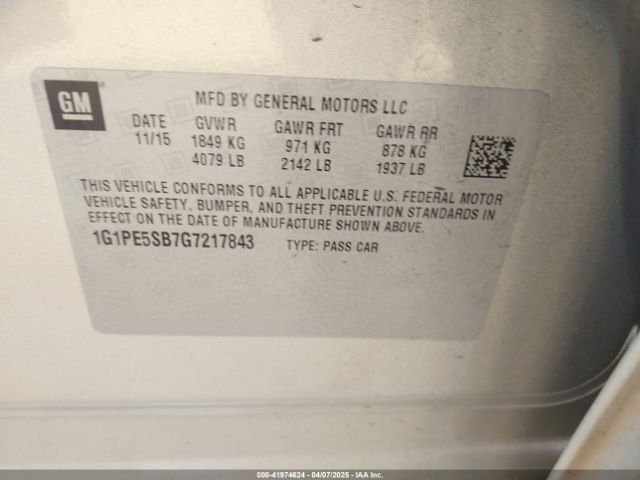 1G1PE5SB7G7217843 Chevrolet Cruze Limited 1lt Auto