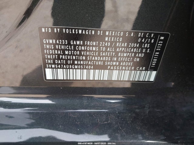 3VW547AU9GM057404 Volkswagen Golf Gti Autobahn W/performance Package 4-door