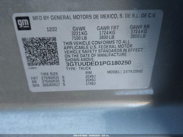 3GTUUDED1PG180250 GMC SIERRA 1500