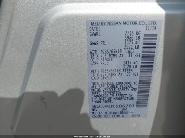 5N1AL0MN1FC506201 Infiniti QX60