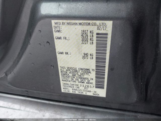 1N4AL3AP2HC212617 Nissan Altima 2.5 S