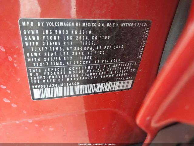3VV0B7AX4JM124500 Volkswagen Tiguan 2.0t S
