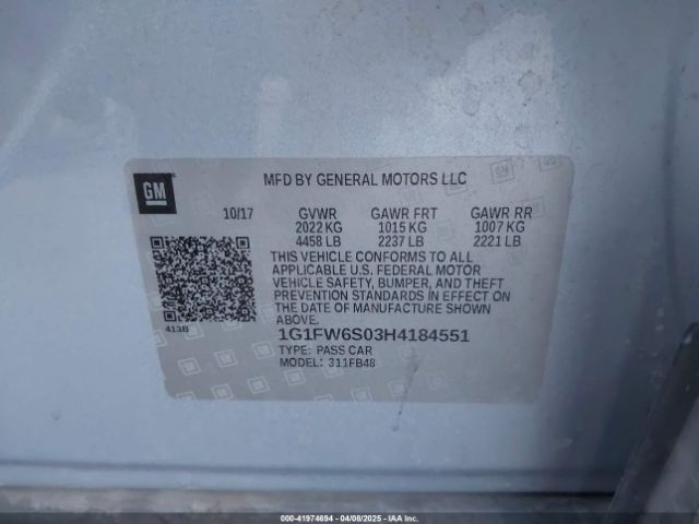 1G1FW6S03H4184551 Chevrolet BOLT EV LT