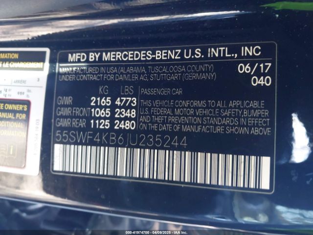 55SWF4KB6JU235244 Mercedes-Benz C 300 4matic