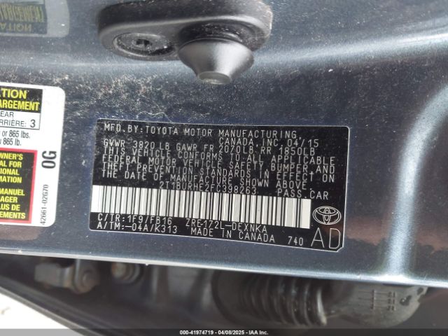 2T1BURHE2FC398263 Toyota COROLLA LE