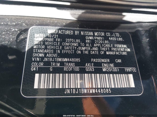 JN1BJ1BWXMW448085 Nissan Rogue Sport Sv Awd Xtronic Cvt