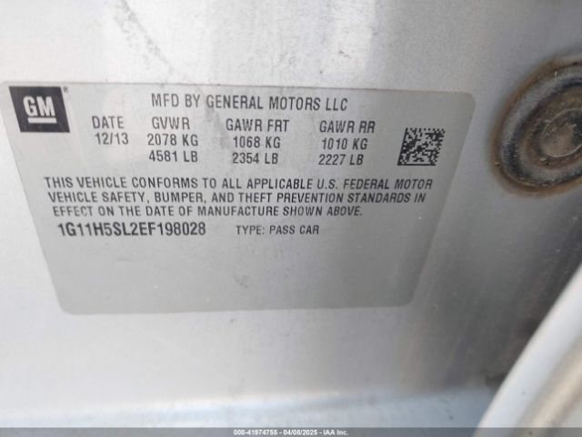 1G11H5SL2EF198028 Chevrolet Malibu 1lz