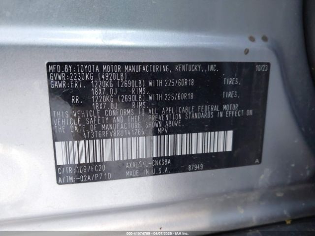 4T3T6RFV8RU141765 Toyota Rav4 Hybrid Se