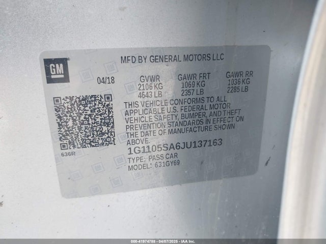 1G1105SA6JU137163 Chevrolet IMPALA 1LT