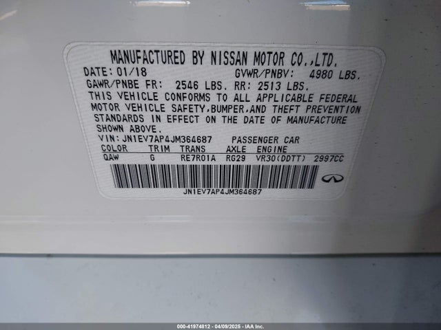 JN1EV7AP4JM364687 Infiniti Q50 3.0t Luxe