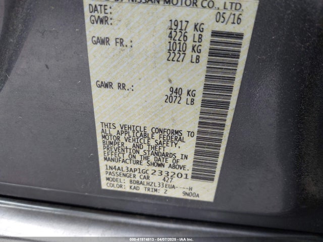 Nissan Altima 2.5 Sr 2016 1N4AL3AP1GC233201 Image 9