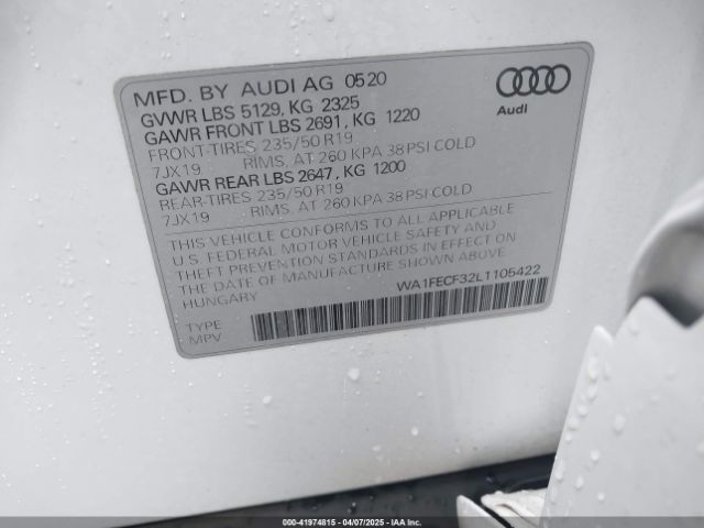 WA1FECF32L1105422 Audi Q3 Prestige 45 Tfsi S Line Quattro Tiptronic